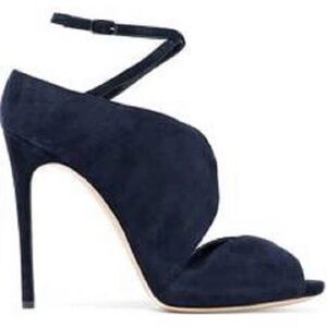 Casadei Women's Navy Suede Ankle-Strap Stiletto Sandals with box